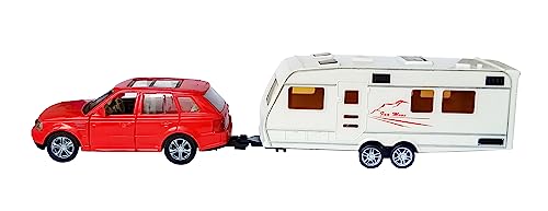 ECO MODELLAUTO mit Wohnwagen Rückzug 1:48 Modell Metall Camper Camping Auto Spielzeugauto Geschenk Spielzeug Fensterkarton 52 von ECO