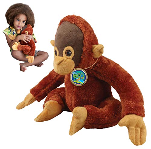 EcoBuddiez - Orang-Utan von Deluxebase. Großes 30cm weiches Plüschtier aus recycelten Plastikflaschen. Umweltfreundliches kuscheliges Geschenk für Kinder und süß Stofftier für Kleinkinder. von EcoBuddiez