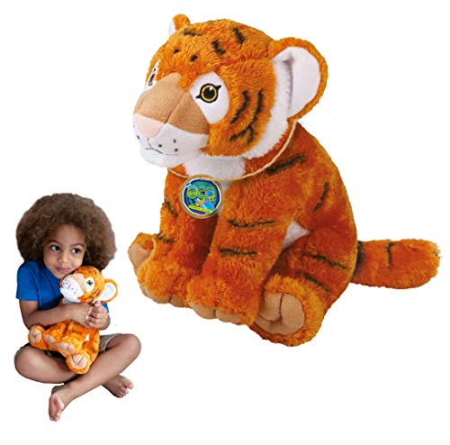 EcoBuddiez - Tiger von Deluxebase. Großes 30cm weiches Plüschtier aus recycelten Plastikflaschen. Umweltfreundliches kuscheliges Geschenk für Kinder und süß Stofftier für Kleinkinder. von EcoBuddiez