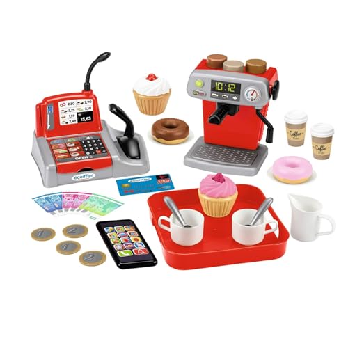 Ecoiffier – Coffee Shop – Spielset mit Kaffeemaschine, Donuts, Kaffeeservice, Kasse, Spielgeld, Mini-Smartphone, für Kinder ab 18 Monaten von Ecoiffier