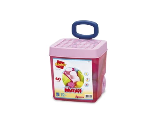 Ecoiffier Toys 7828 – Trolley Rosa Rolly Ziegel 40 Teile – Les Maxi – Bauspiel für Kinder – ab 12 Monaten von Ecoiffier