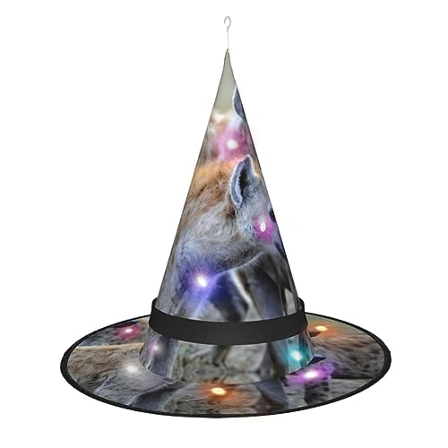 EdWal Beleuchtete Zauberermütze, Halloween-Hexenhut, hängende Hexenhut, für draußen, Garten, Innenbereich, Party, Tiere, Hyäne von EdWal