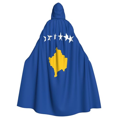 EdWal Kapuzenumhang mit Flagge des Kosovo, Halloween, Weihnachten, Umhang für Party, Cosplay, Kostüme, Zauberer, Kapuzenmantel von EdWal