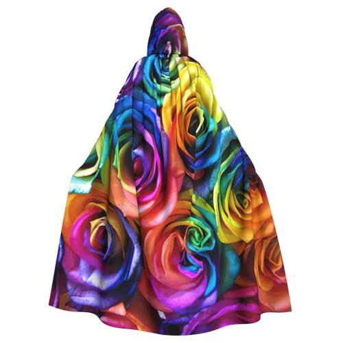 EdWal Regenbogen-Rosen-Druck, Unisex, Erwachsene, Kapuzenumhang, Uniform, Kapuzenmantel, für Halloween, Cosplay-Kostüme EdWal Regenbogen-Rosen-Druck, Unisex, Erwachsene, Kapuzenumhang, Uniform, Kapuzenmantel, für Halloween, Cosplay-Kostüme von EdWal
