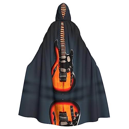 EdWal Robe mit Kapuze für Erwachsene, Erwachsene, Herren, Damen, Cosplay-Kostüme, Orange mit E-Gitarren-Aufdruck von EdWal