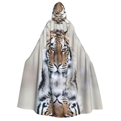 EdWal Umhang mit Kapuze für Erwachsene, Tiger-Druck, Unisex, Mittelalter-Umhang, Horror-Umhang, für Halloween, Weihnachtsfeier von EdWal