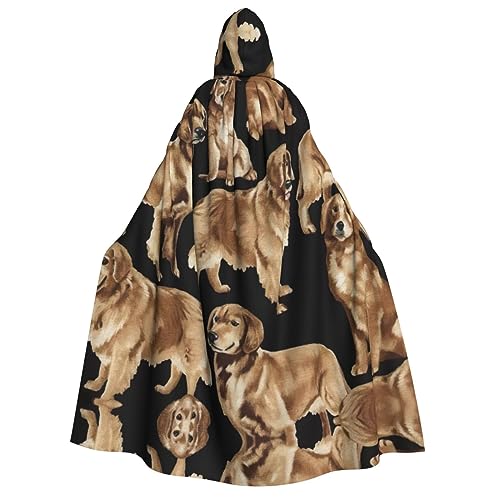 EdWal Umhang mit Kapuze und goldenem Retriever-Aufdruck, Unisex, mittelalterlicher Umhang für Herren, Horror-Umhang, für Halloween, Weihnachtsfeier von EdWal