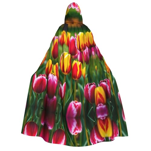 EdWal Umhang mit rosa Tulpen und Kapuze, Unisex, mittelalterlicher Umhang für Herren, Horror-Umhang, für Halloween, Weihnachtsfeier von EdWal