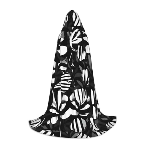 Schwarz-weiß gestreifter Blumendruck mit Kapuze Zauberer Robe Halloween Umhang Mittelalter Renaissance Cosplay Weihnachten Party Outfits Schwarz-weiß gestreifter Blumendruck mit Kapuze Zauberer Robe Halloween Umhang Mittelalter Renaissance Cosplay Weihnachten Party Outfits von EdWal