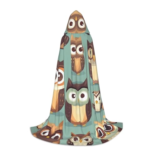 Tier-Cartoon-Eulen-Motiv, niedlicher Druck, mit Kapuze, Zauberer-Robe, Halloween, Umhang, Mittelalter, Renaissance, Cosplay, Weihnachten, Party-Outfits Tier-Cartoon-Eulen-Motiv, niedlicher Druck, mit Kapuze, Zauberer-Robe, Halloween, Umhang, Mittelalter, Renaissance, Cosplay, Weihnachten, Party-Outfits von EdWal