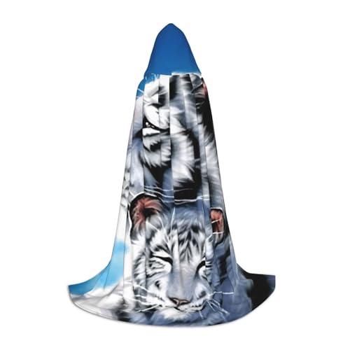 Weißer Tiger-Druck mit Kapuze Zauberer Robe Halloween Umhang Mittelalter Renaissance Cosplay Weihnachten Party Outfits Weißer Tiger-Druck mit Kapuze Zauberer Robe Halloween Umhang Mittelalter Renaissance Cosplay Weihnachten Party Outfits von EdWal