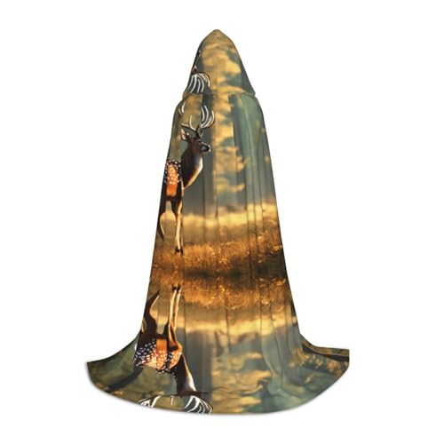 Zauberer-Robe mit Hirsch-Aufdruck, mit Kapuze, Halloween, Mittelalter, Renaissance, Cosplay, Weihnachten, Party Outfits Zauberer-Robe mit Hirsch-Aufdruck, mit Kapuze, Halloween, Mittelalter, Renaissance, Cosplay, Weihnachten, Party Outfits von EdWal