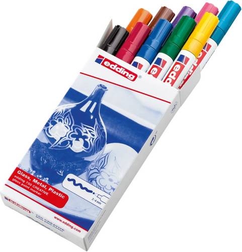 Edding 750 creative marker set basic 4-750-9-999 Lackmarker Schwarz, Rot, Blau, Grün, Gelb, Orange, von Edding