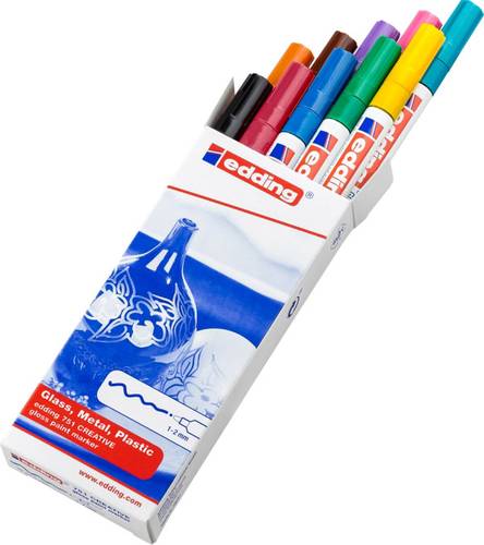 Edding 750 creative marker set basic 4-751-9-999 Lackmarker Schwarz, Rot, Blau, Grün, Gelb, Orange, von Edding