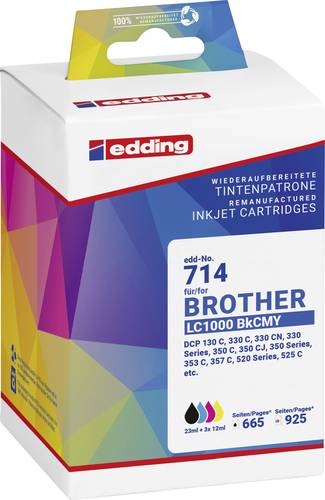 Edding Druckerpatrone ersetzt Brother LC1000BKCMY Kompatibel Schwarz, Cyan, Magenta, Gelb EDD-714 18 von Edding