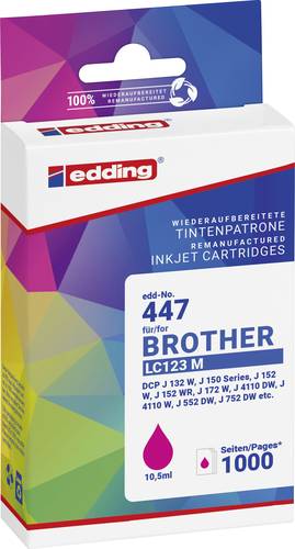 Edding Druckerpatrone ersetzt Brother LC123M Kompatibel Magenta EDD-447 18-447-01 von Edding