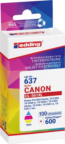 Edding Druckerpatrone ersetzt Canon CL-561XL Kompatibel Kombi-Pack Cyan, Magenta, Gelb EDD-637 18-63 von Edding