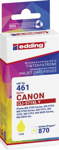 Edding Druckerpatrone ersetzt Canon CLI-571XL Kompatibel Gelb EDD-461 18-461-01 von Edding