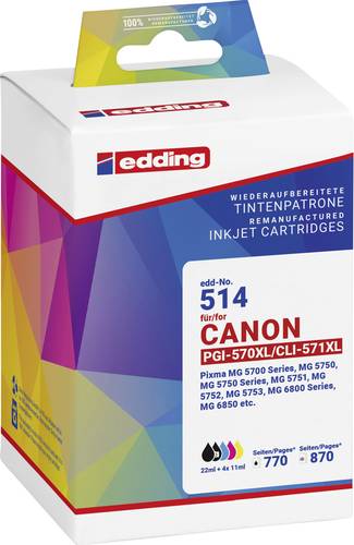 Edding Druckerpatrone ersetzt Canon PGI-570XL+CLI-571XL Kompatibel Schwarz, Cyan, Magenta, Gelb EDD- von Edding