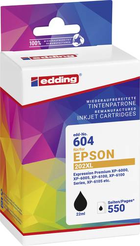 Edding Druckerpatrone ersetzt Epson 202XL (T02G1) Kompatibel Schwarz EDD-604 18-604-01 von Edding