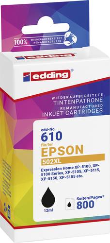 Edding Druckerpatrone ersetzt Epson 502XL (T02W1) Kompatibel Schwarz EDD-610 18-610-01 von Edding