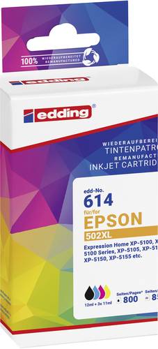 Edding Druckerpatrone ersetzt Epson 502XL Multipack 4 Kompatibel Schwarz, Cyan, Magenta, Gelb EDD-61 von Edding