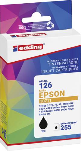 Edding Druckerpatrone ersetzt Epson T0711 Kompatibel Schwarz EDD-126 18-126-01 von Edding