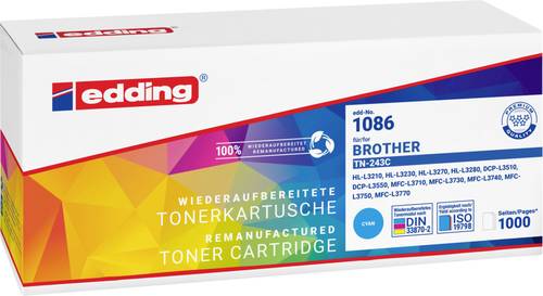 Edding Toner ersetzt Brother TN-243 Kompatibel Cyan 1000 Seiten EDD-1086 18-1086 von Edding