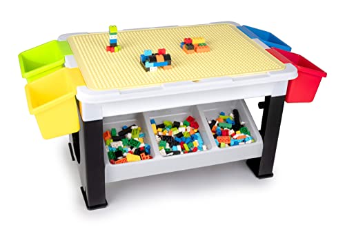 Eddy Toys 300-teiliges Set Spielzeug - Spieltisch: 48 x 35 x 31 cm - 291 Klemmbausteine - Aufbewahrung - Kunststoff, Mehrfarbig von Eddy Toys