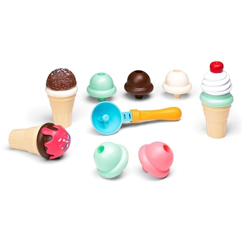 Eddy Toys 8711252231013 Spielzeug-Eiscreme-Set-15 Teile-austauschbar-mit Eiscreme-Schaufel-fröhliche Farben, S von Eddy Toys