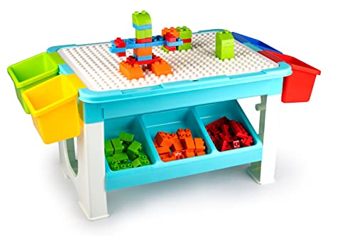 Eddy Toys Set Spielzeug - Spieltisch: 48 x 35 x 31 cm - Bausteine - Aufbewahrungsboxen - Kunststoff - ab 3 Jahren (69-Teiliges Set), Mehrfarbig von Eddy Toys