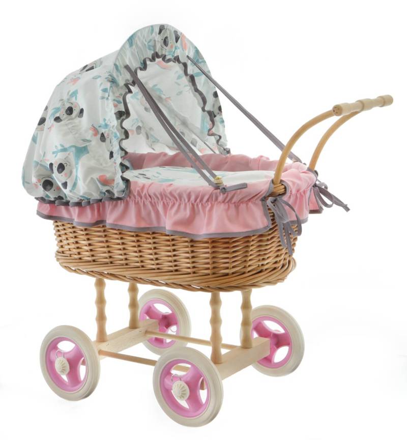 Korbpuppenwagen in Koaladesign für Puppen bis 48 cm von Edeltraut Hofmann