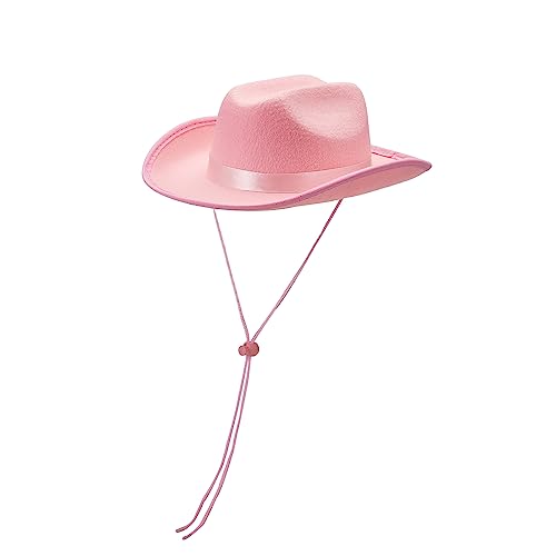 Edhomenn Cowboyhüte für Kinder, breite Krempe, Western-Cowgirl-Hut mit verstellbarem Riemen, Cowgirl-Kostüm-Zubehör (02 Rosa, Einheitsgröße) von Edhomenn