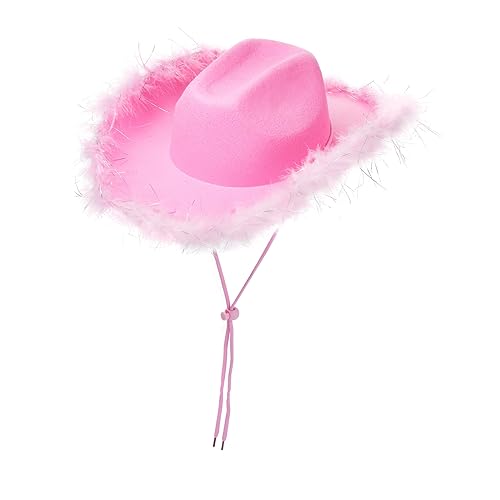 Edhomenn Cowboyhüte für Kinder, breite Krempe, Western-Cowgirl-Hut mit verstellbarem Riemen, Cowgirl-Kostüm-Zubehör (04 Rosa, Einheitsgröße) von Edhomenn