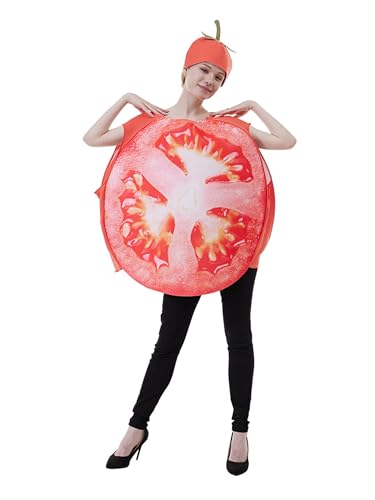 Edhomenn Halloween-Kostüm für Erwachsene, lustiges Obst, Gemüse, Cosplay, Outfit mit Hut (B-Tomato, Einheitsgröße) von Edhomenn