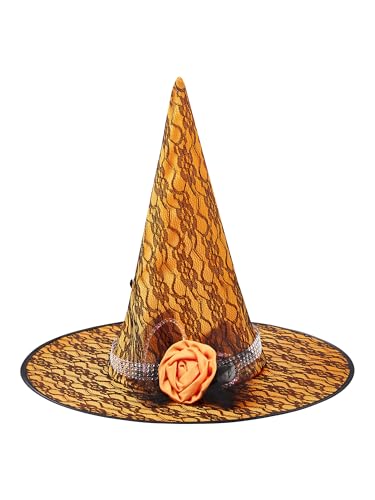 Edhomenn Hexenhüte für Damen, Blumendekor, Halloween, Party, Kostüm, Kopfbedeckung (P-Orange, Einheitsgröße) von Edhomenn