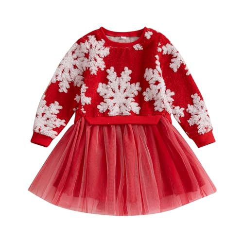 Edhomenn Kleinkind Mädchen Weihnachtskleider Baby Santa Outfits Pailletten Weiß Plüsch Trim Patchwork Tutu Kleid mit Hut Mädchen Mrs Claus Xmas Kostüm (17 Rot, 2-3 Jahre) von Edhomenn