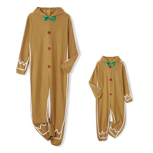 Edhomenn Passende Familie Lebkuchenkostüme Damen Weihnachten Lebkuchen Outfits Kinder Lebkuchenkostüm Lebkuchenmann Strampler (Papa, M, 01 Ginger) von Edhomenn