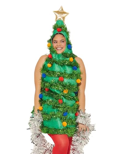 Edhomenn Weihnachtsbaumkleid für Erwachsene, ärmellos, mit Kapuze, Cosplay, Party-Kostüme (grün, Einheitsgröße) von Edhomenn