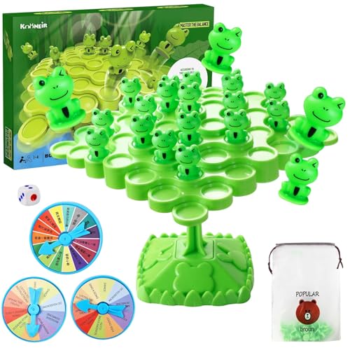 Editbar Frosch Balance Spiel, 50 Blocks Frosch Balance Spiel, Schaukelstapel Balance Spielzeug, Stapelturm Spielzeug Tower Game, Montessori Frosch Balance Baum Kindergeschenk für ab Jahre 3+ von Editbar