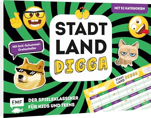 Edition Michael Fischer Stadt, Land, Digga – Der Spieleklassiker für Kids und Teens: Der ultimative Stadt, Land, Fluss-Spieleblock mit 52 Kategorien und Anti-Schummel-Drehscheibe Edition Michael Fischer Stadt, Land, Digga – Der Spieleklassiker für Kids und Teens: Der ultimative Stadt, Land, Fluss-Spieleblock mit 52 Kategorien und Anti-Schummel-Drehscheibe von Edition Michael Fischer
