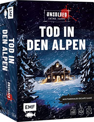 Krimi-Spielebox: Unsolved Crime Cases – Tod in den Alpen: Multimediales Escape Game mit echten Beweismitteln wie Indizienbrett, Verdächtigenfotos, Zeugenbefragungen und mehr: Für 1–4 Spieler*innen von EMF