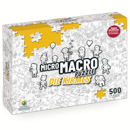 Edition Spielwiese | MicroMacro Puzzle | Die Kirmes | Suchbild Puzzle 500 Teile zum MicroMacro Spiel | Mit 53 lustigen Suchaufgaben | Sachen suchen Puzzle für Erwachsene | Puzzeln und Rätseln von Edition Spielwiese