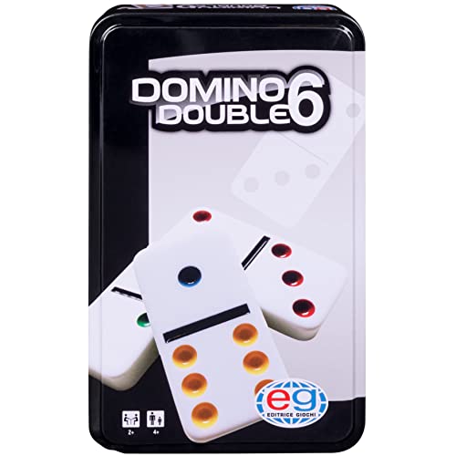 Domino Giochi Giochi Giochi Doppel Sechs mit bunten Kugeln und Blechdose von Editrice Giochi