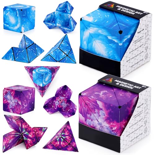 Edmirfun 2 Stück Sternenklarer Zauberwürfel-Set, Zauberwürfel Infinity, 3D Verwandlungswürfel Magische Puzzle Würfel, Geschenkideen Iq Puzzle Anti Stress Spielzeug Ab 6 7 8 9 10 Jahre Jungen Mädchen von Edmirfun