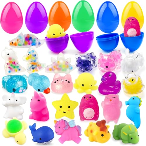 Edmirfun 24 Stück Vorgefüllte Ostereier Gefüllt Mit 24 Mochi Squishy Spielzeug, Kawaii Mini Stress Relief Spielzeug, Für Oster Party, Ostereier Zum Befüllen Ostereier Jagd, Ostergeschenke Für Kinder von Edmirfun