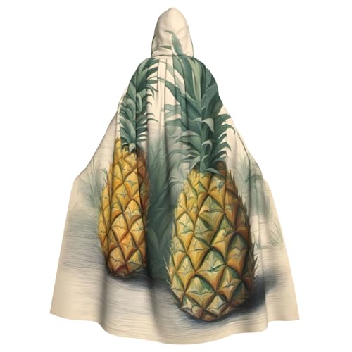 EdsfFehs Kapuzenumhang mit Ananas-Druck, Halloween-Umhang, Cosplay-Kostüm, Party-Umhang, Unisex von EdsfFehs