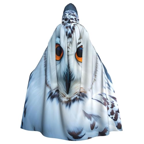 EdsfFehs Kapuzenumhang mit Schneeeule und Augen, Halloween-Umhang, Cosplay-Kostüm, Party-Umhang, Unisex von EdsfFehs