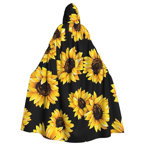 EdsfFehs Kapuzenumhang mit Sonnenblumen-Aufdruck, Halloween-Umhang, Cosplay-Kostüm, Party-Umhang, Unisex von EdsfFehs