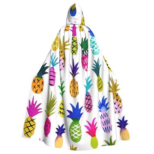 EdsfFehs Umhang mit Kapuze und buntem Ananas-Druck, Halloween-Umhang, Cosplay-Kostüm, Party-Umhang, Unisex von EdsfFehs